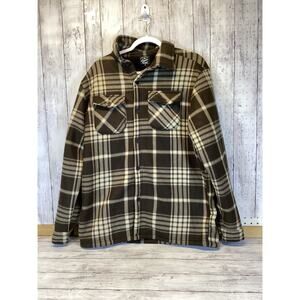Original Deluxe Men’s Plaid Fleece Sherpa Lined Shacket Jacket - Medium